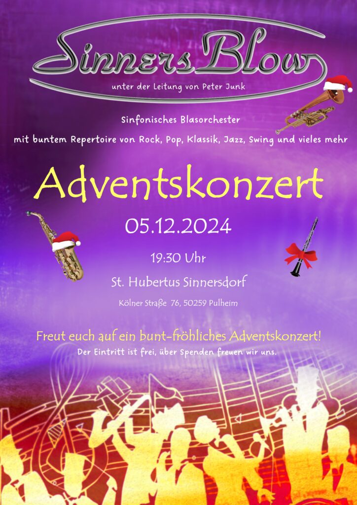 Plakat Adventskonzert 5.12.2024 in St. Hubertus, Sinnersdorf